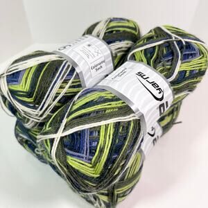 Lot of 4 Skeins of Ice Yarns Colorway Sock Yarn, Green And Blue Tones